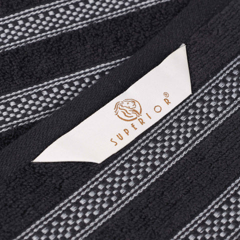 Brea Zero Twist Cotton Ribbed Geometric Border Bath Sheet Set of 2