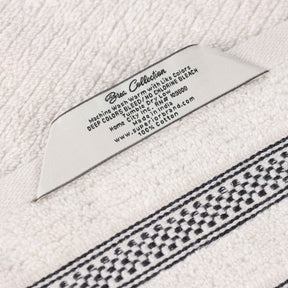 Brea Zero Twist Cotton Ribbed Geometric Border Face Towel Set of 12