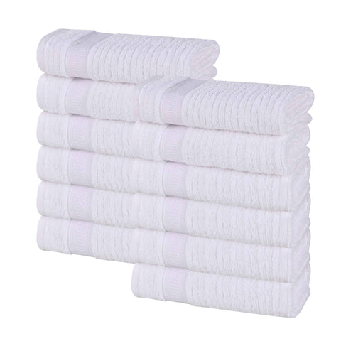 Brea Zero-Twist Cotton Ribbed Face Towel Set 12 Piece