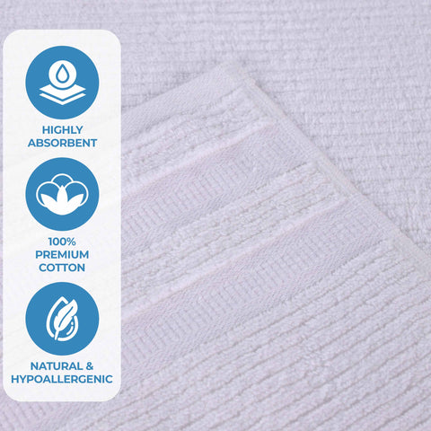 Brea Zero-Twist Cotton Ribbed Face Towel Set 12 Piece