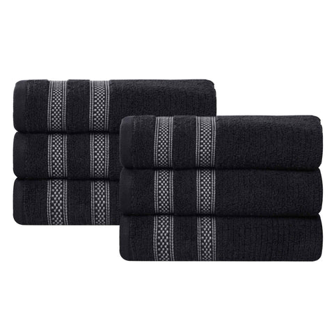 Zero Twist Cotton Ribbed Hand Towel Set 6-Piece - Brea