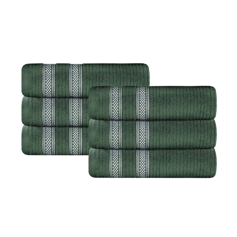 Zero Twist Cotton Ribbed Hand Towel Set 6-Piece - Brea
