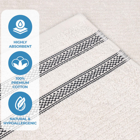 Zero Twist Cotton Ribbed Hand Towel Set 6-Piece - Brea
