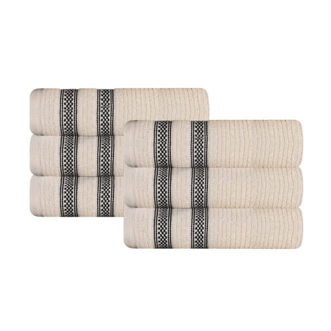Zero Twist Cotton Ribbed Hand Towel Set 6-Piece - Brea