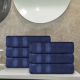 Zero Twist Cotton Ribbed Hand Towel Set 6-Piece - Brea