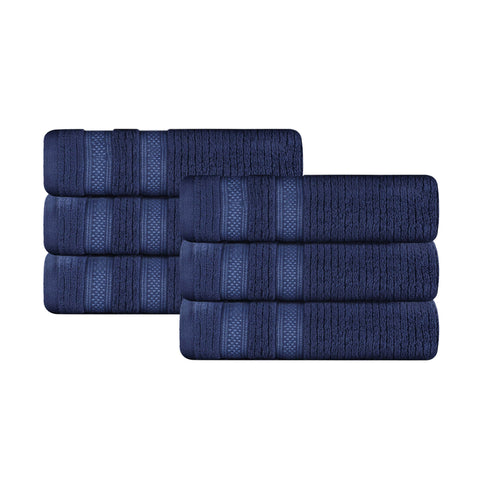 Zero Twist Cotton Ribbed Hand Towel Set 6-Piece - Brea