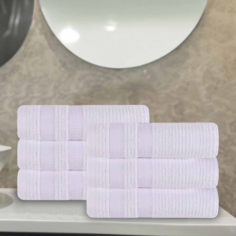 Zero Twist Cotton Ribbed Hand Towel Set 6-Piece - Brea
