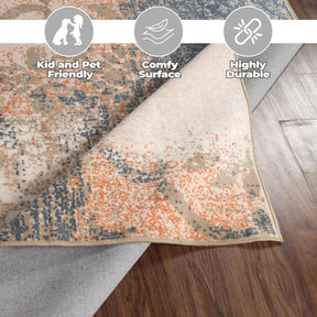 Bristol Distressed Abstract Damask Indoor Area Rug or Runner Rug
