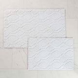 Brou Diamond Lattice Textured Machine Washable Bath Rugs, Set of 2