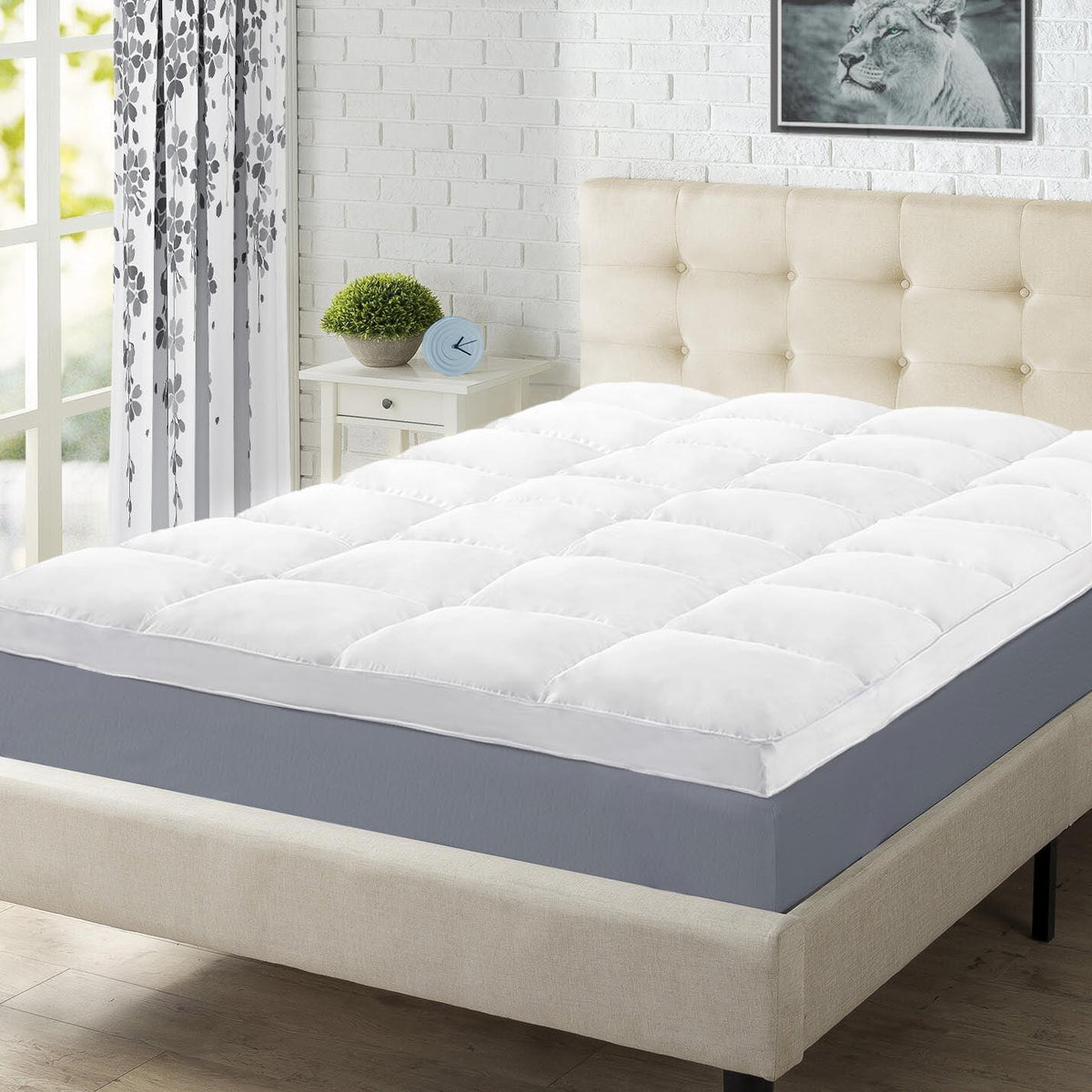 Brushed Microfiber Down Alternative Mattress Topper 2 Inch White