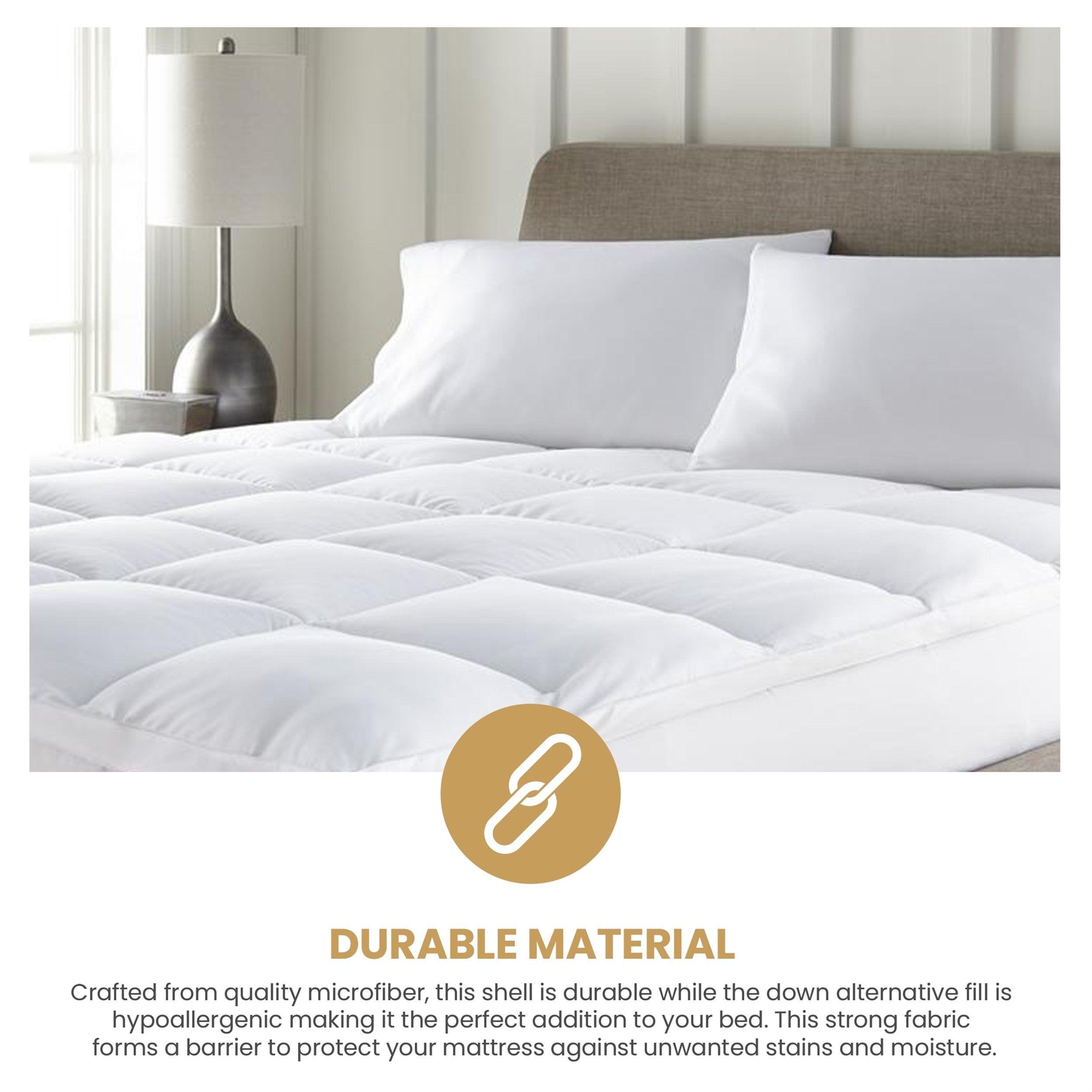 Brushed Microfiber Down Alternative Mattress Topper 2 Inch White