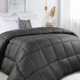 Brushed Microfiber Down Alternative Medium Weight Striped Comforter
