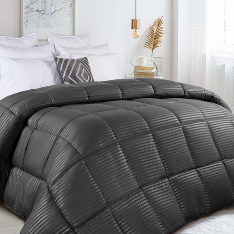 Brushed Microfiber Down Alternative Medium Weight Striped Comforter