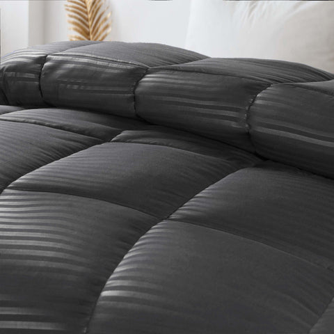 Brushed Microfiber Down Alternative Medium Weight Striped Comforter