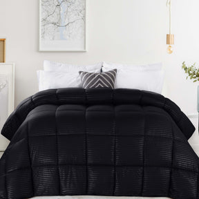 Brushed Microfiber Down Alternative Medium Weight Striped Comforter