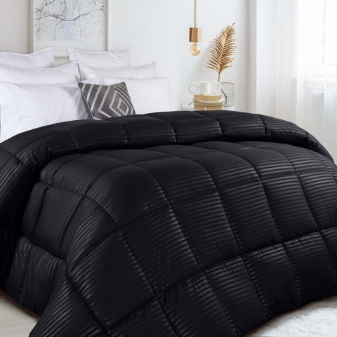 Brushed Microfiber Down Alternative Medium Weight Striped Comforter