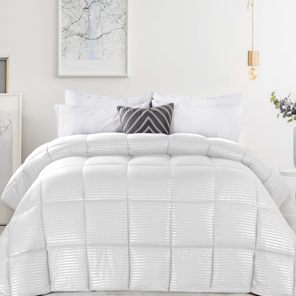 Brushed Microfiber Down Alternative Medium Weight Striped Comforter