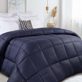 Brushed Microfiber Down Alternative Medium Weight Striped Comforter