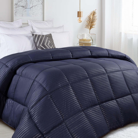 Brushed Microfiber Down Alternative Medium Weight Striped Comforter