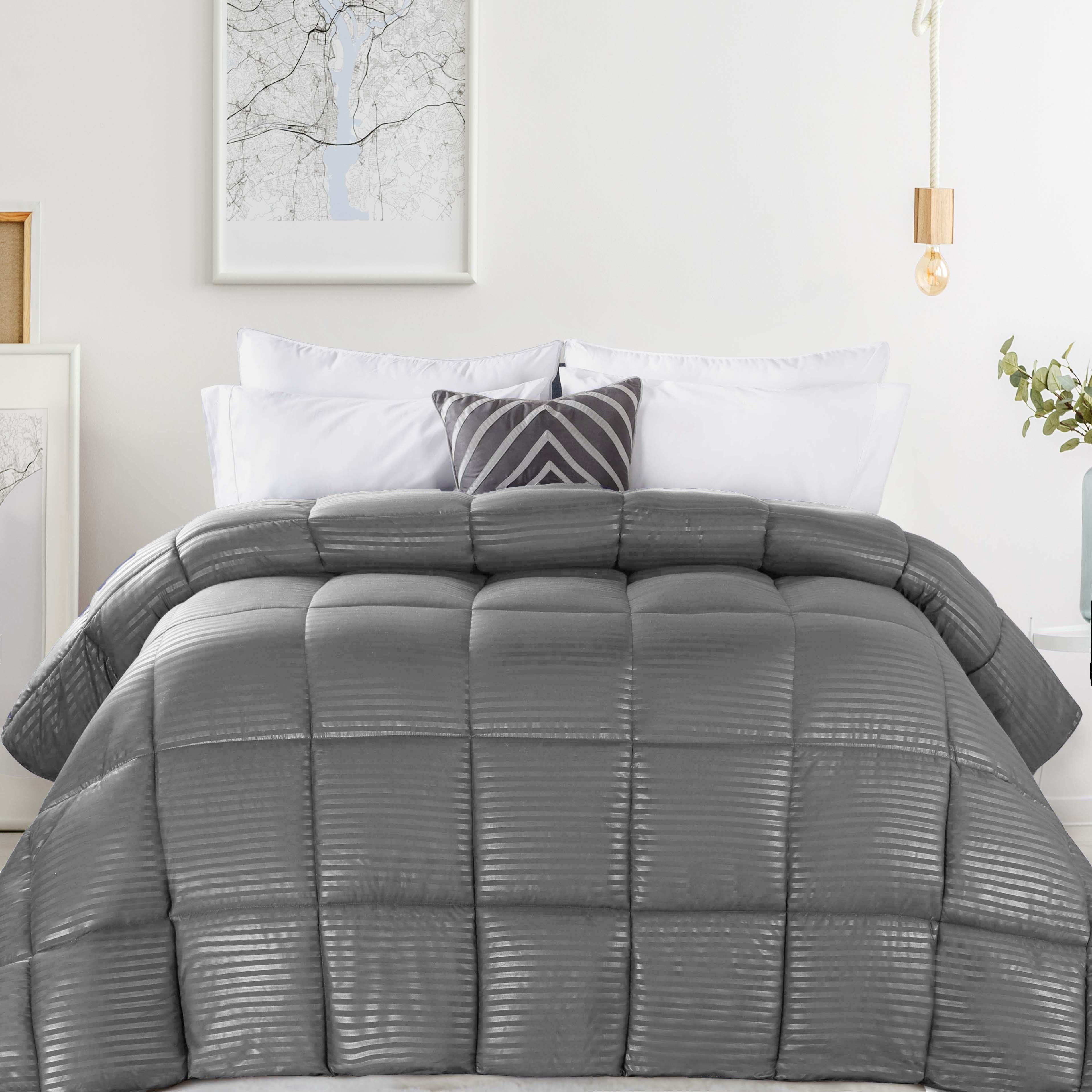 Brushed Microfiber Down Alternative Medium Weight Striped Comforter