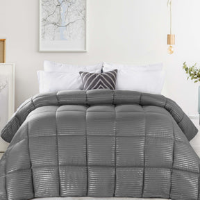 Brushed Microfiber Down Alternative Medium Weight Striped Comforter