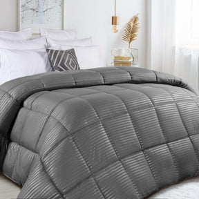 Brushed Microfiber Down Alternative Medium Weight Striped Comforter