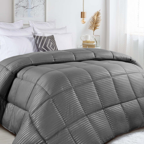 Brushed Microfiber Down Alternative Medium Weight Striped Comforter