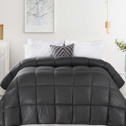 Brushed Microfiber Down Alternative Medium Weight Striped Comforter