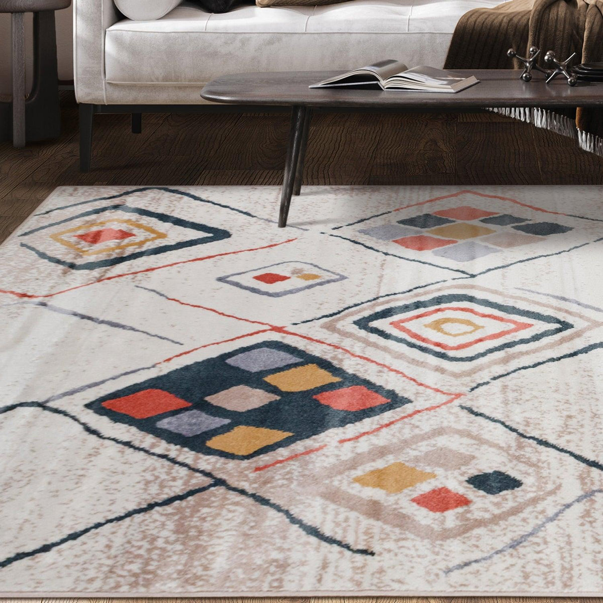 Burin Bohemian Southwestern Geometric Diamond Indoor Area Rug