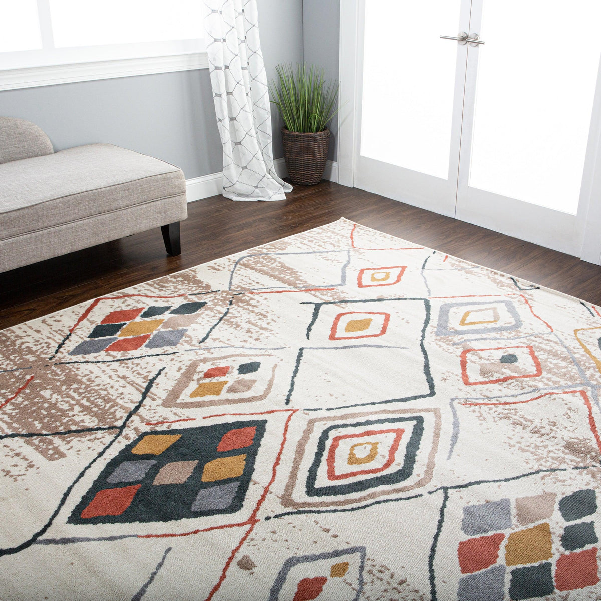 Burin Bohemian Southwestern Geometric Diamond Indoor Area Rug