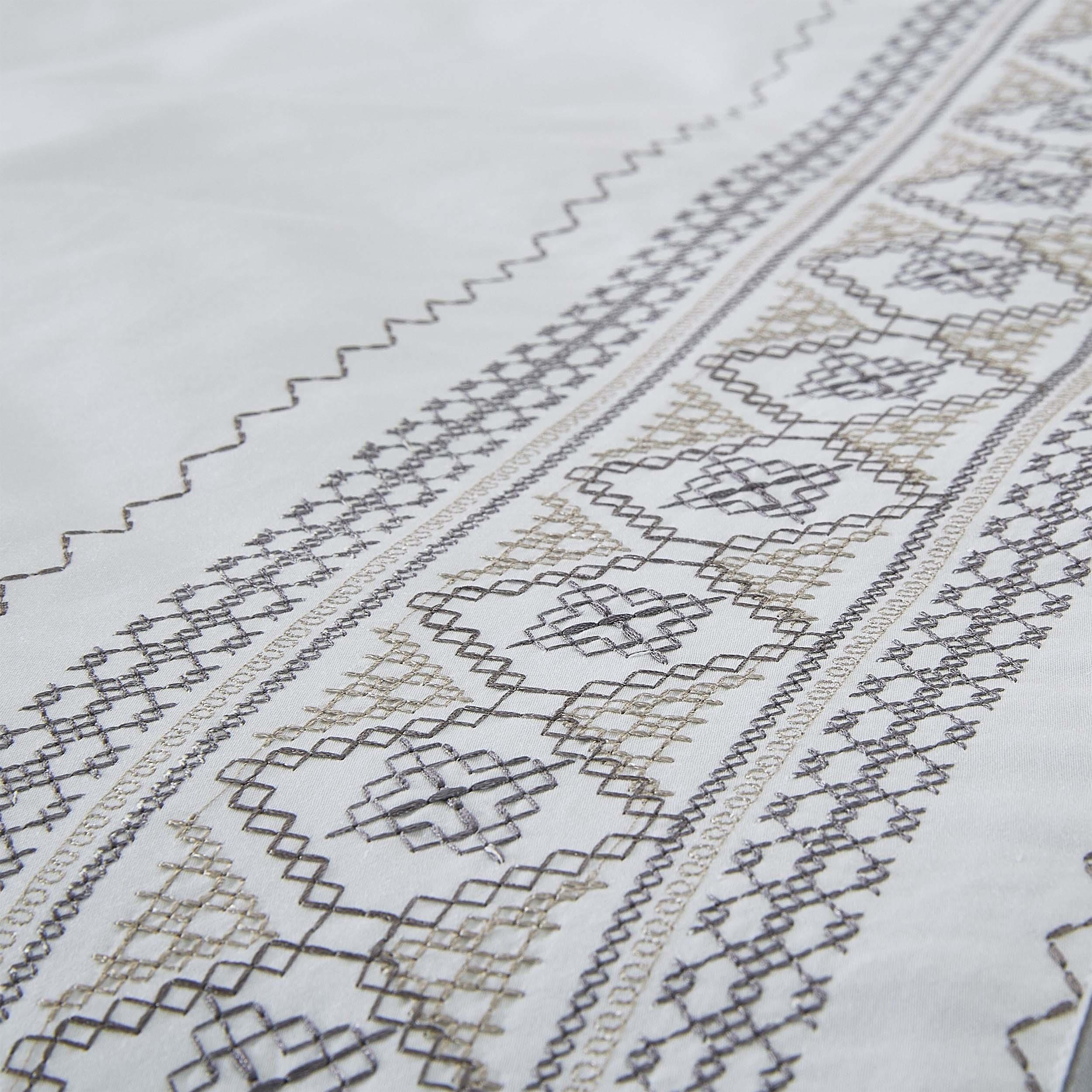 Burlington Embroidered Geometric Cotton Duvet Cover Set