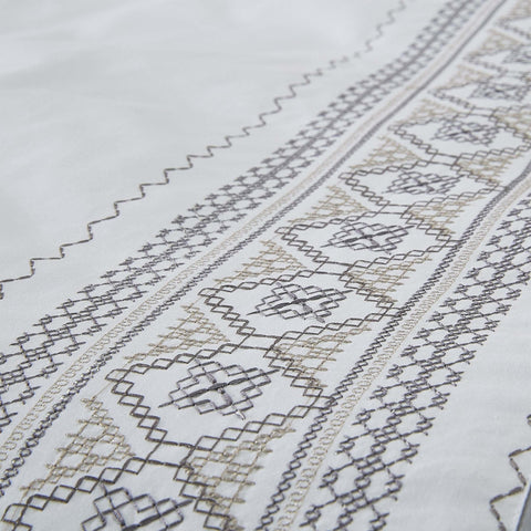 100% Cotton Embroidered Geometric Duvet Cover Set