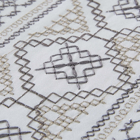 100% Cotton Embroidered Geometric Duvet Cover Set