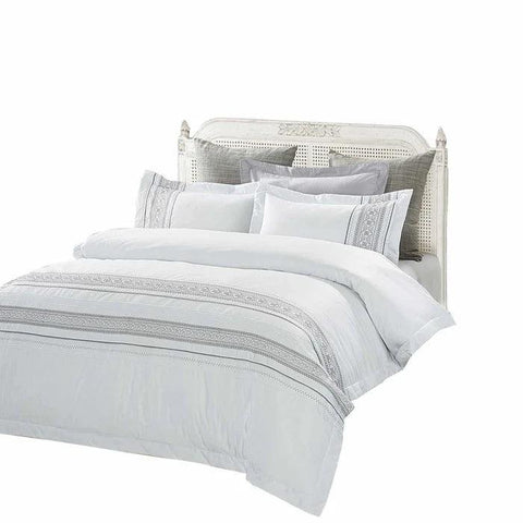 100% Cotton Embroidered Geometric Duvet Cover Set