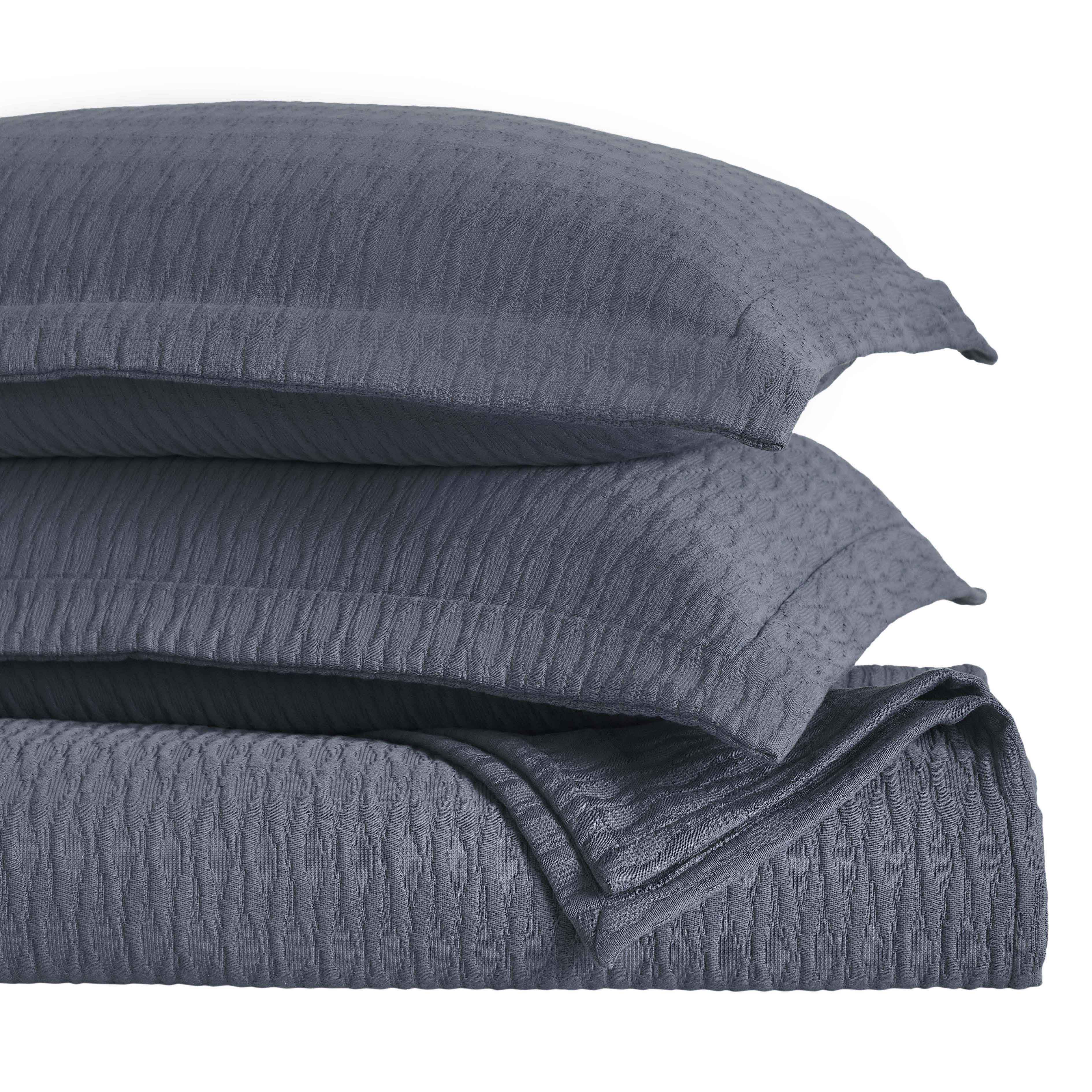 Calvert Cotton Matelasse Weave Diamond Lattice Bedspread Set