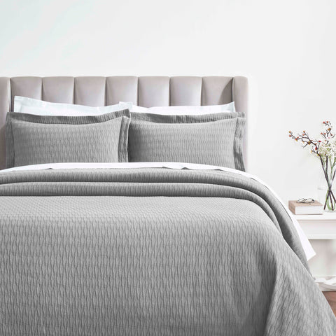 Lightweight Cotton Bedspread Sets 3-Piece Calvert Diamond Matelassé Jacquard