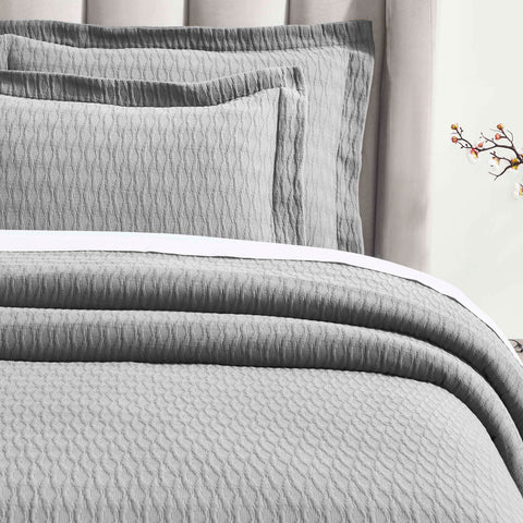 Lightweight Cotton Bedspread Sets 3-Piece Calvert Diamond Matelassé Jacquard