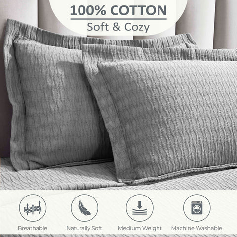 Lightweight Cotton Bedspread Sets 3-Piece Calvert Diamond Matelassé Jacquard