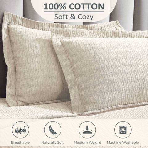 Lightweight Cotton Bedspread Sets 3-Piece Calvert Diamond Matelassé Jacquard