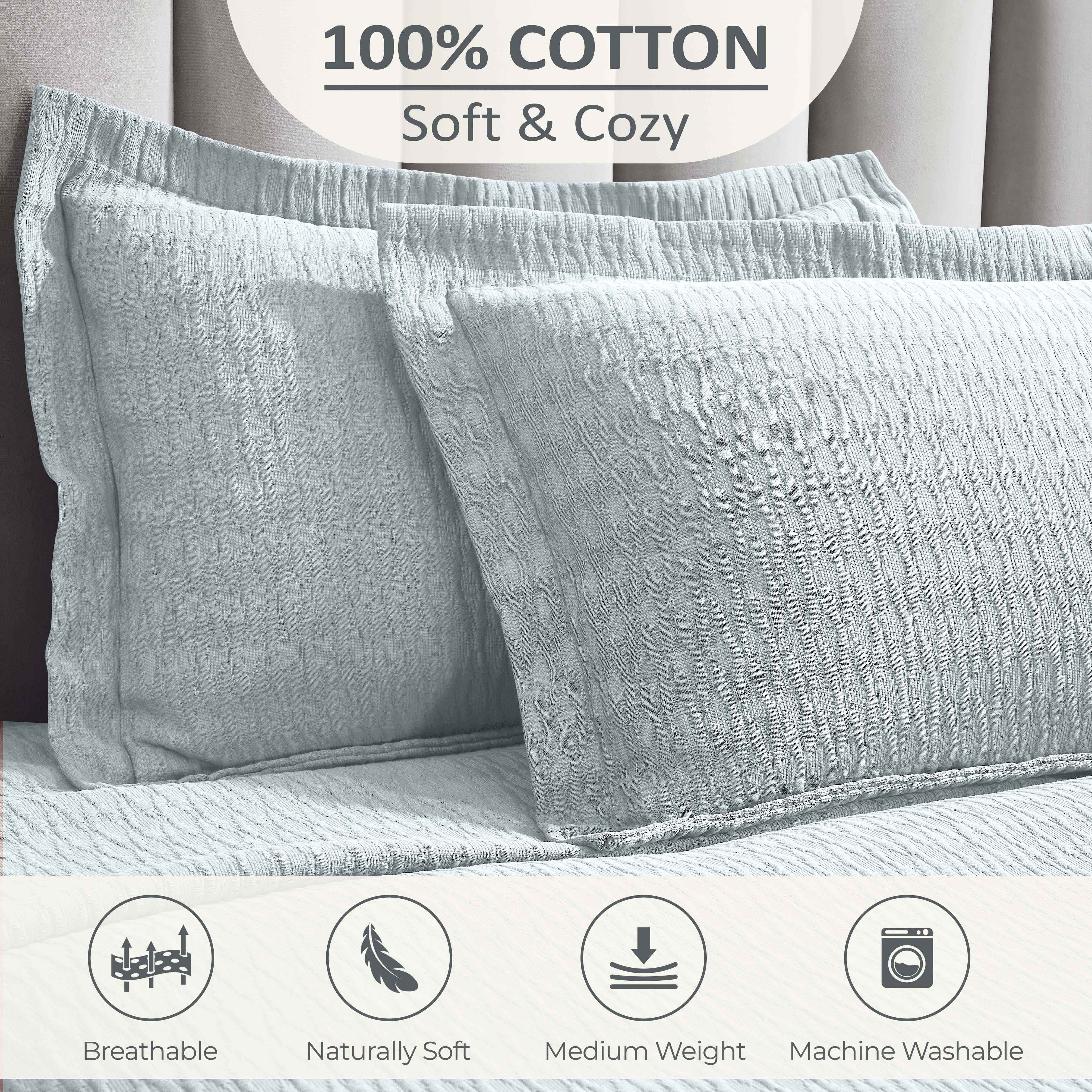 Calvert Cotton Matelasse Weave Diamond Lattice Bedspread Set