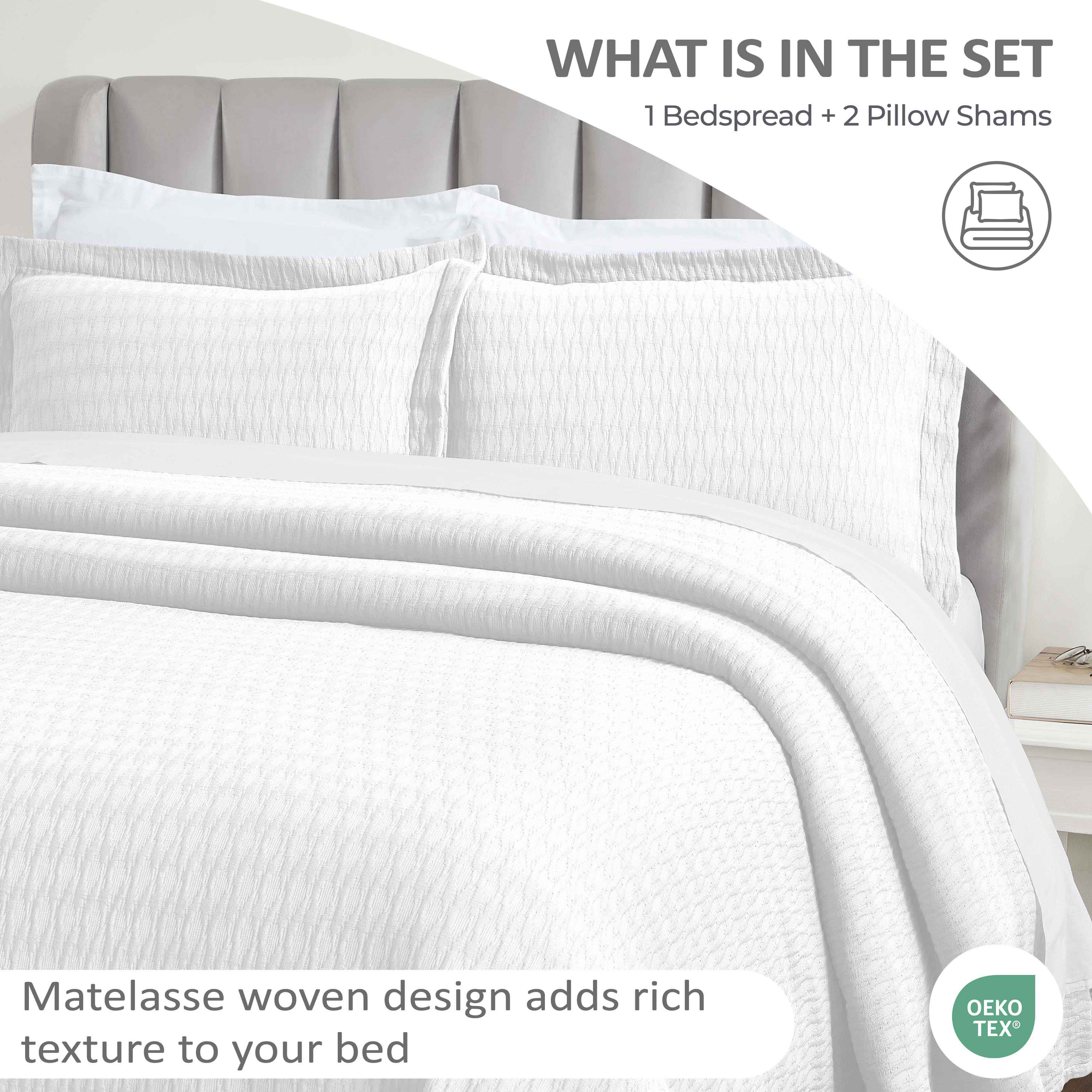 Calvert Cotton Matelasse Weave Diamond Lattice Bedspread Set