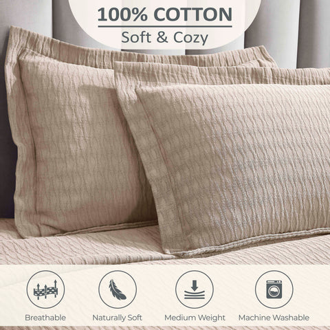 Lightweight Cotton Bedspread Sets 3-Piece Calvert Diamond Matelassé Jacquard