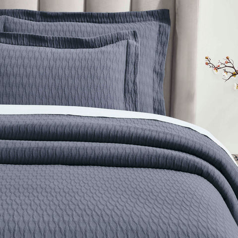 Lightweight Cotton Bedspread Sets 3-Piece Calvert Diamond Matelassé Jacquard