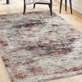 Canary Vintage Distressed Medallion Washable Indoor Area Rug