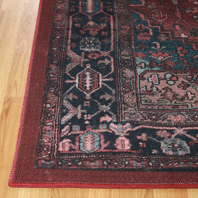 Cardinal Floral Medallion Washable Indoor Area Rug or Runner Rug