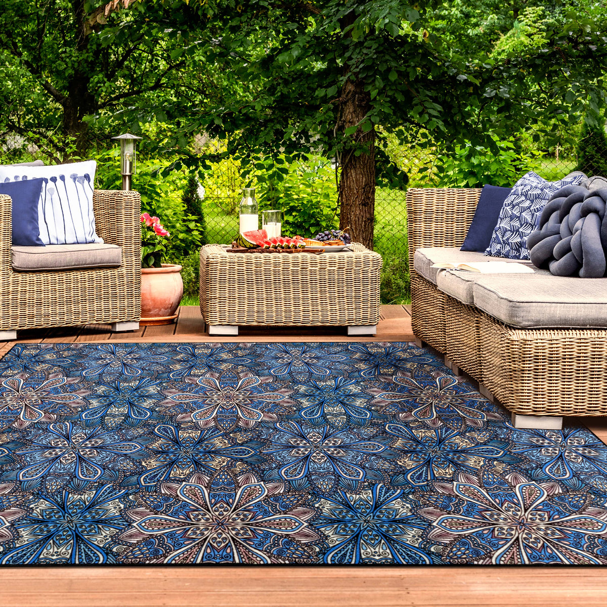 Cassidy Floral Bohemian Non-Slip Indoor Outdoor Area Rug