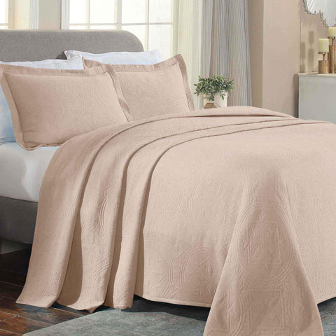 Lightweight Cotton Bedspread Sets 3-Piece Celtic Circle Jacquard Matelassé