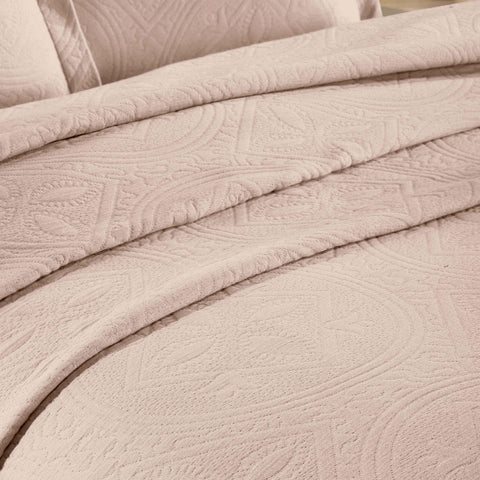 Lightweight Cotton Bedspread Sets 3-Piece Celtic Circle Jacquard Matelassé