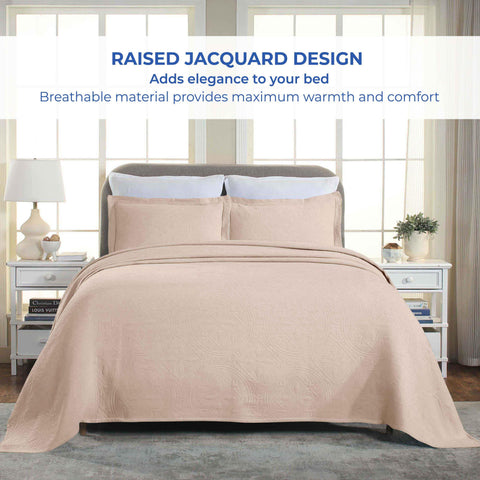 Lightweight Cotton Bedspread Sets 3-Piece Celtic Circle Jacquard Matelassé