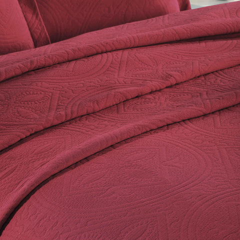 Lightweight Cotton Bedspread Sets 3-Piece Celtic Circle Jacquard Matelassé